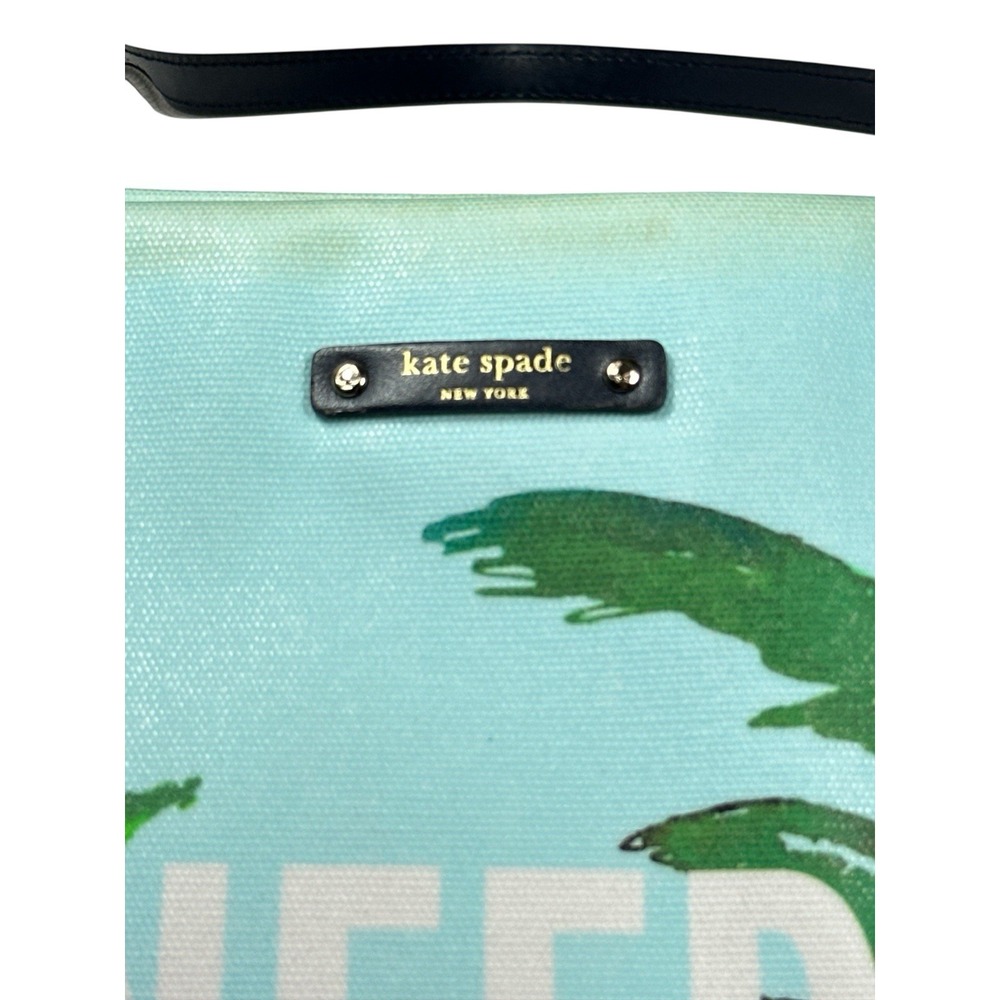 Kate Spade "I Need A Vacation" Palm Tree Ocean Beach Print Bon Shopper Tote Bag - Picture 3 of 16